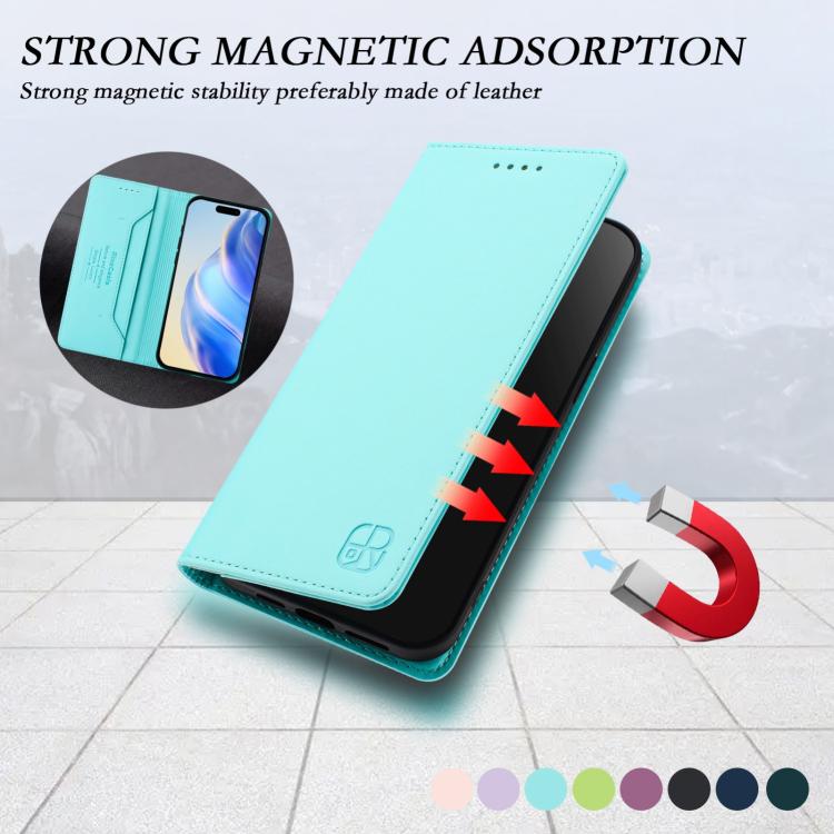 RC01 Dual-Folded Magnetic Suction RFID Leather Phone Case, For iPhone 17e / 16e, For iPhone 17 Pro Max, For iPhone 17 Pro