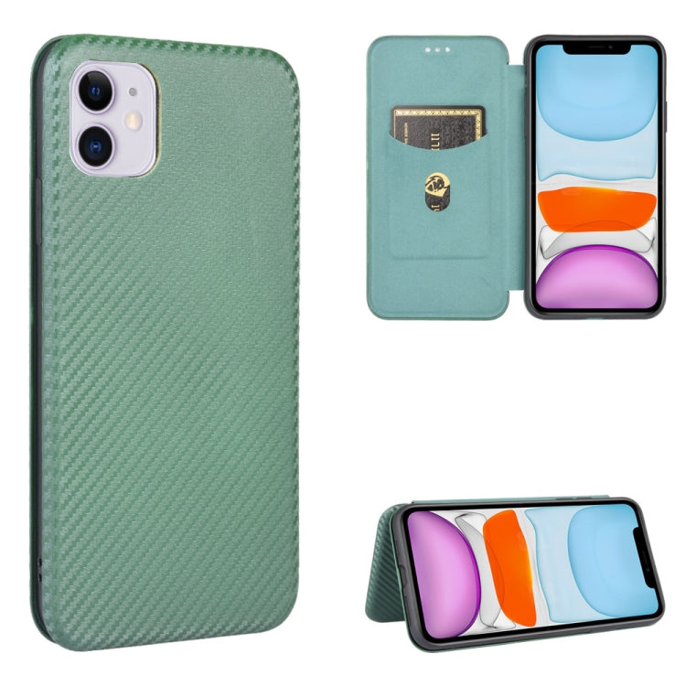 Carbon Fiber Texture Magnetic Horizontal Flip TPU + PC + PU Leather Case with Card Slot, For iPhone 11, For iPhone 12 mini, For iPhone 12 / 12 Pro, For iPhone 12 Pro Max