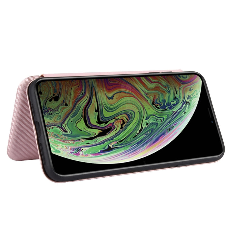 Carbon Fiber Texture Magnetic Horizontal Flip TPU + PC + PU Leather Case with Card Slot, For iPhone X / XS