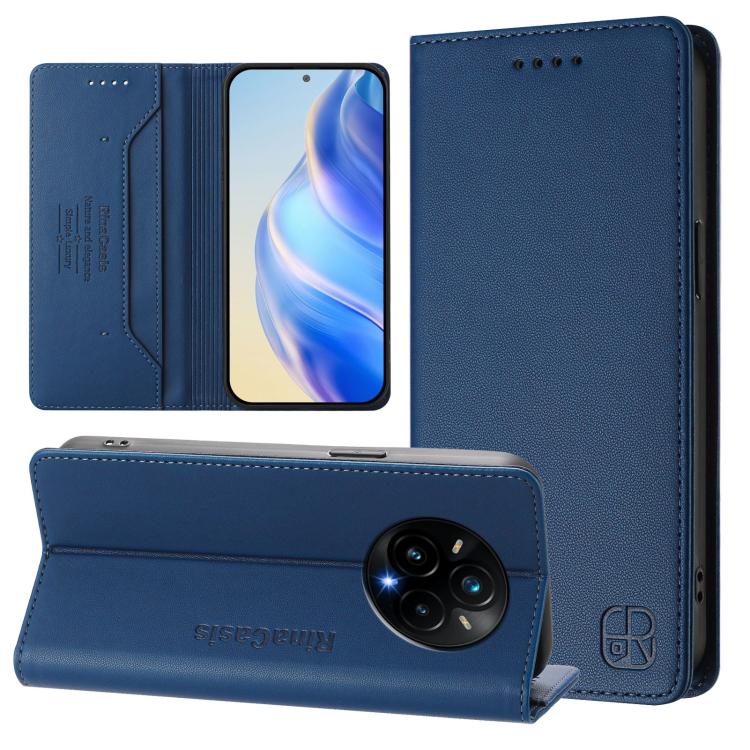 RC01 Dual-Folded Magnetic Suction RFID Leather Phone Case, For Realme 14 Pro+ 5G, For Realme 14 Pro 5G, For Realme GT 7 Pro 5G