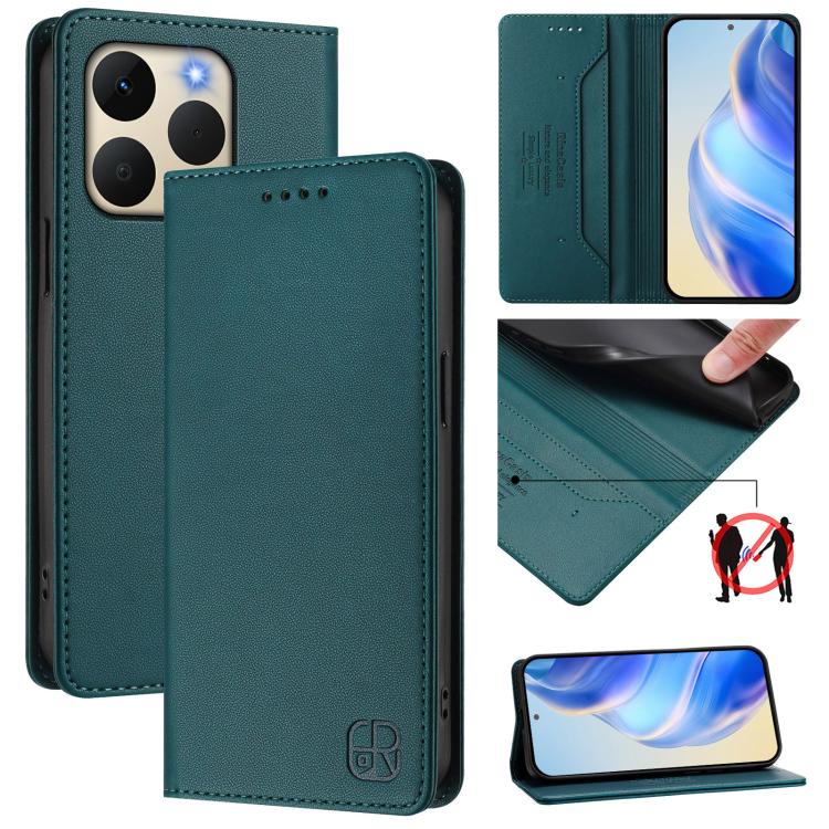 RC01 Dual-Folded Magnetic Suction RFID Leather Phone Case, For Realme P4 Pro 5G, For Realme P4, For Realme 15T 5G Global