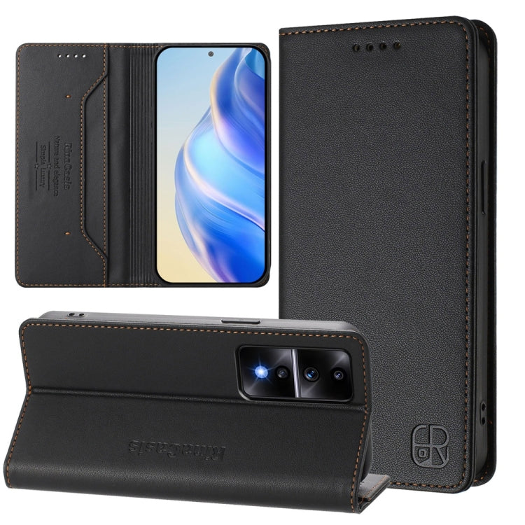 RC01 Dual-Folded Magnetic Suction RFID Leather Phone Case, For Honor X8a Global, For Honor X40 / X9a / Magic5 Lite, For Honor 80 GT