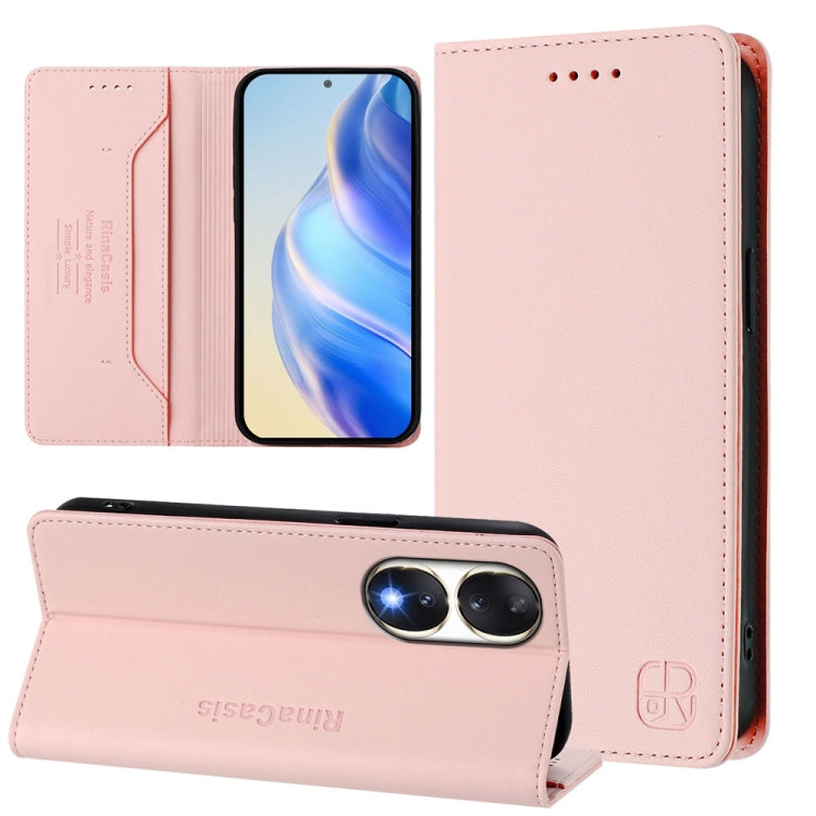 RC01 Dual-Folded Magnetic Suction RFID Leather Phone Case, For Honor 90, For Honor X7a / Honor Play7T, For Honor Magic5 Pro