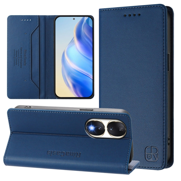 RC01 Dual-Folded Magnetic Suction RFID Leather Phone Case, For Honor 90, For Honor X7a / Honor Play7T, For Honor Magic5 Pro
