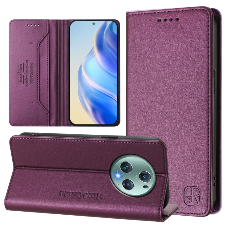 RC01 Dual-Folded Magnetic Suction RFID Leather Phone Case, For Honor 90, For Honor X7a / Honor Play7T, For Honor Magic5 Pro