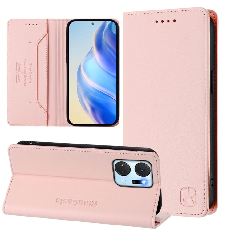 RC01 Dual-Folded Magnetic Suction RFID Leather Phone Case, For Honor 90, For Honor X7a / Honor Play7T, For Honor Magic5 Pro