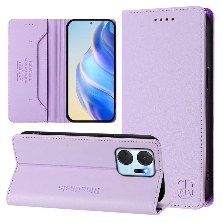 RC01 Dual-Folded Magnetic Suction RFID Leather Phone Case, For Honor 90, For Honor X7a / Honor Play7T, For Honor Magic5 Pro