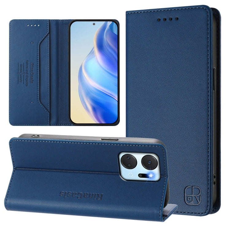 RC01 Dual-Folded Magnetic Suction RFID Leather Phone Case, For Honor 90, For Honor X7a / Honor Play7T, For Honor Magic5 Pro