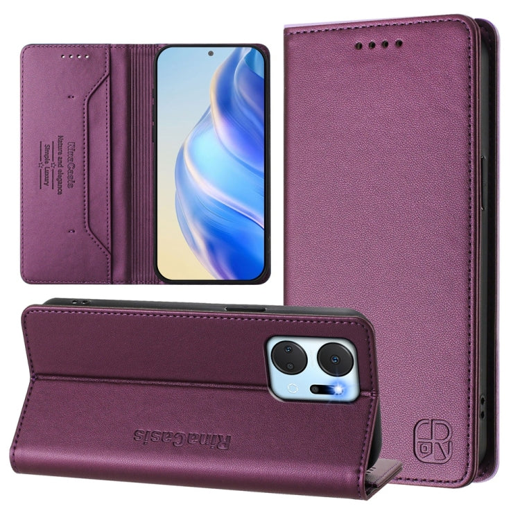 RC01 Dual-Folded Magnetic Suction RFID Leather Phone Case, For Honor 90, For Honor X7a / Honor Play7T, For Honor Magic5 Pro