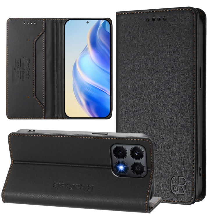 RC01 Dual-Folded Magnetic Suction RFID Leather Phone Case, For Honor X8a Global, For Honor X40 / X9a / Magic5 Lite, For Honor 80 GT