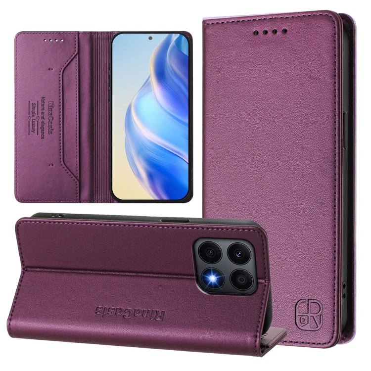 RC01 Dual-Folded Magnetic Suction RFID Leather Phone Case, For Honor X8a Global, For Honor X40 / X9a / Magic5 Lite, For Honor 80 GT