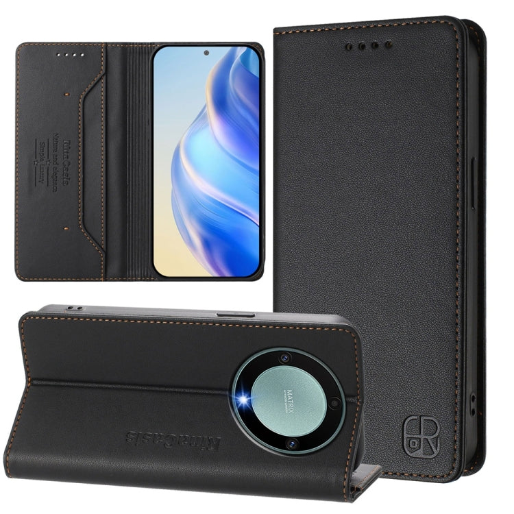 RC01 Dual-Folded Magnetic Suction RFID Leather Phone Case, For Honor X8a Global, For Honor X40 / X9a / Magic5 Lite, For Honor 80 GT