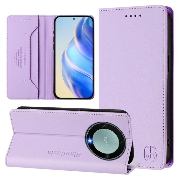 RC01 Dual-Folded Magnetic Suction RFID Leather Phone Case, For Honor X8a Global, For Honor X40 / X9a / Magic5 Lite, For Honor 80 GT