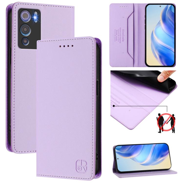 RC01 Dual-Folded Magnetic Suction RFID Leather Phone Case, For Doogee Note 56 / Note 56 Pro, For Doogee N60 Pro, For Doogee Note 59 / Note 59 Pro