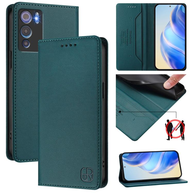RC01 Dual-Folded Magnetic Suction RFID Leather Phone Case, For Doogee Note 56 / Note 56 Pro, For Doogee N60 Pro, For Doogee Note 59 / Note 59 Pro