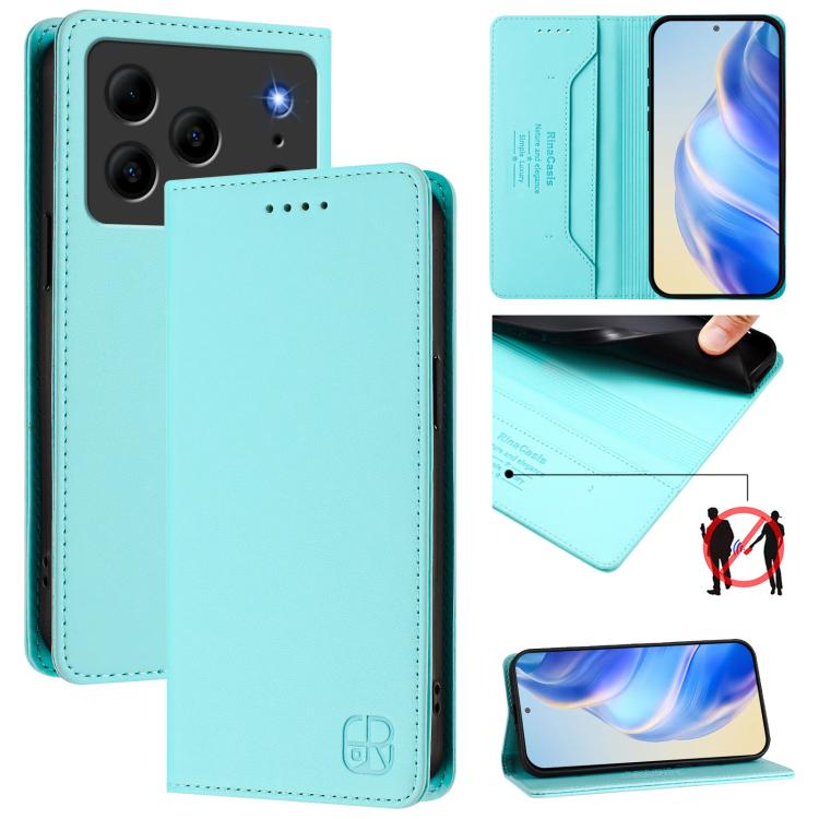 RC01 Dual-Folded Magnetic Suction RFID Leather Phone Case, For Doogee Note 56 / Note 56 Pro, For Doogee N60 Pro, For Doogee Note 59 / Note 59 Pro