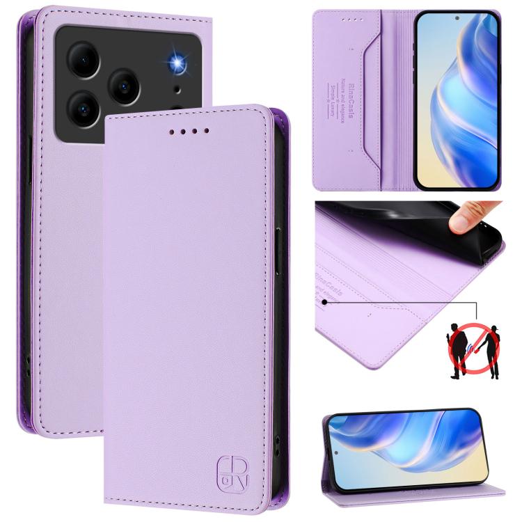 RC01 Dual-Folded Magnetic Suction RFID Leather Phone Case, For Doogee Note 56 / Note 56 Pro, For Doogee N60 Pro, For Doogee Note 59 / Note 59 Pro