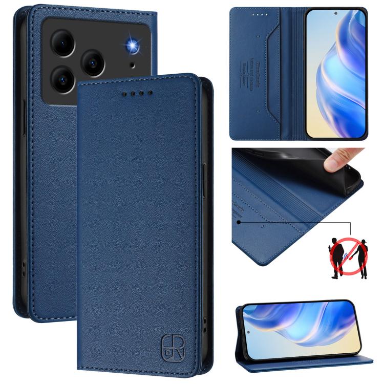 RC01 Dual-Folded Magnetic Suction RFID Leather Phone Case, For Doogee Note 56 / Note 56 Pro, For Doogee N60 Pro, For Doogee Note 59 / Note 59 Pro
