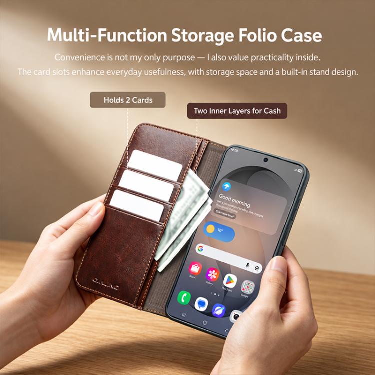QIALINO Genuine Leather Phone Case, For Samsung Galaxy S26+ 5G, For Samsung Galaxy S26 Ultra 5G, For Samsung Galaxy S26 5G, For Samsung Galaxy S25 5G, For Samsung Galaxy S25+ 5G, For Samsung Galaxy S25 Ultra 5G