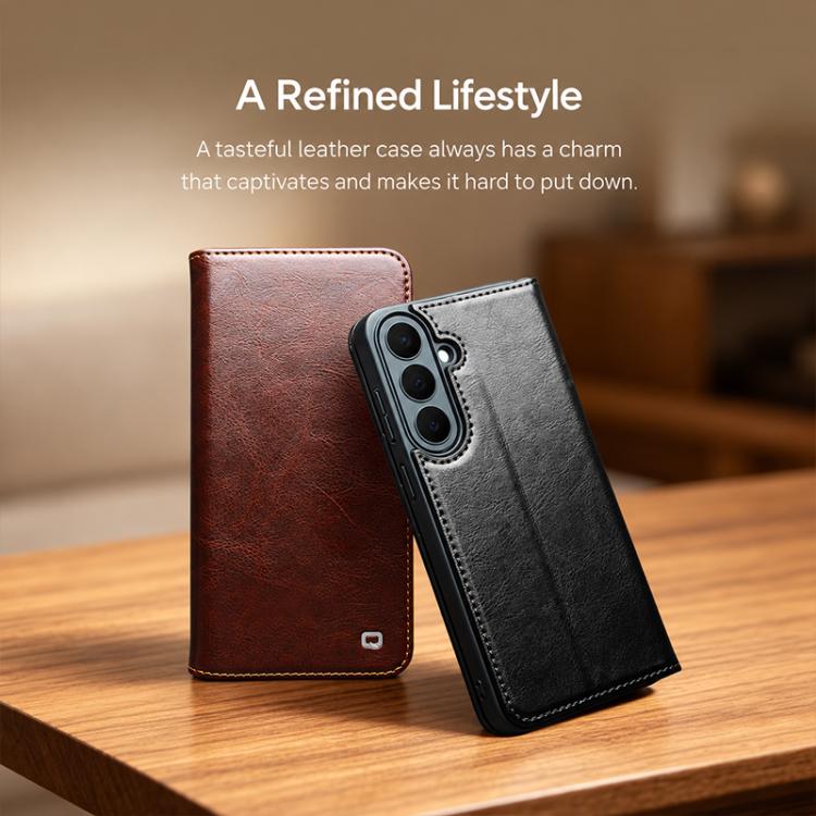 QIALINO Genuine Leather Phone Case, For Samsung Galaxy S26+ 5G, For Samsung Galaxy S26 Ultra 5G, For Samsung Galaxy S26 5G, For Samsung Galaxy S25 5G, For Samsung Galaxy S25+ 5G, For Samsung Galaxy S25 Ultra 5G