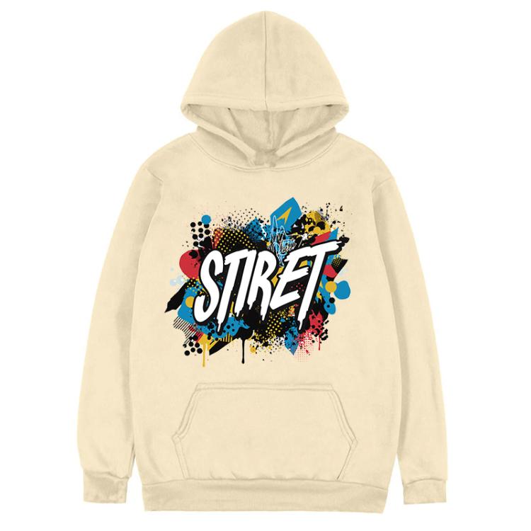 Alphabet Printed Fleece Hooded Sweatshirt Print On Your Demand, M, L