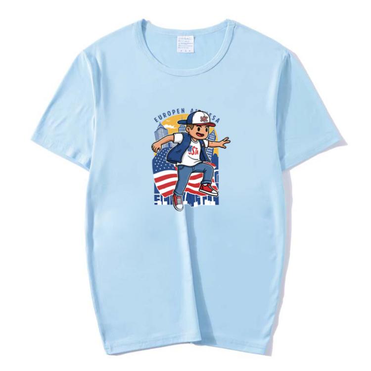 Boy Printed Round Neck Modal Short Sleeve T-shirt Print On Your Demand, POD T-Shirt, S, S, POD T-Shirt, M