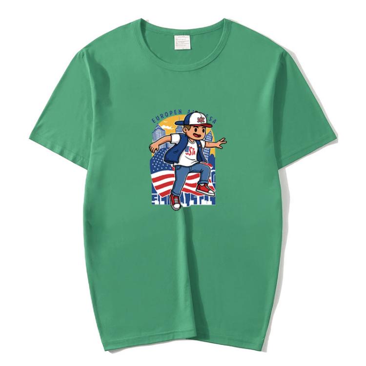 Boy Printed Round Neck Modal Short Sleeve T-shirt Print On Your Demand, XL, POD T-Shirt, XXL