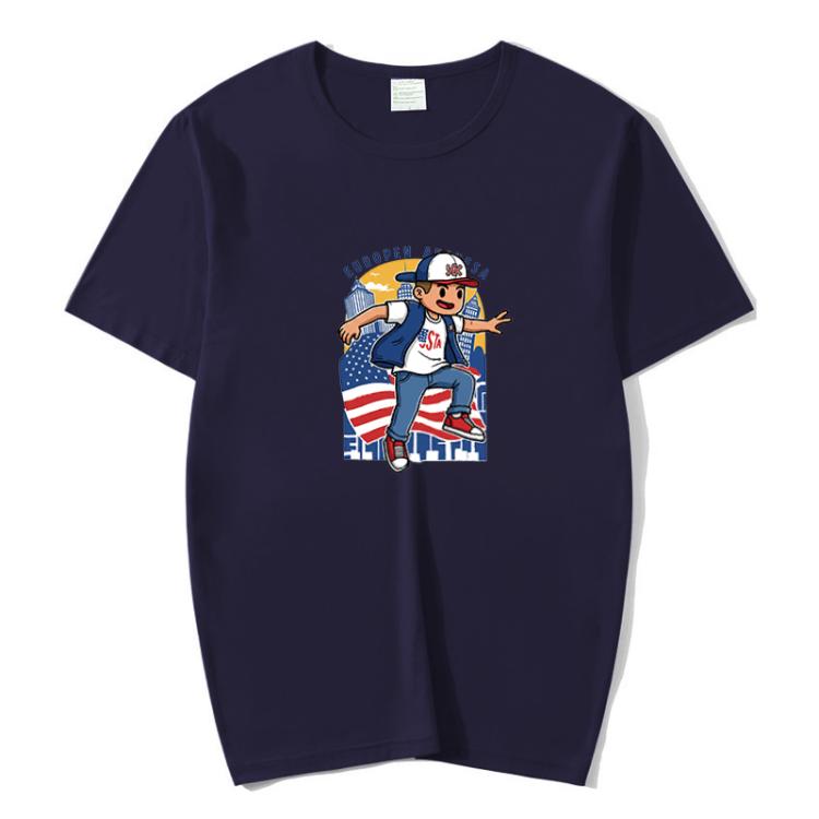 Boy Printed Round Neck Modal Short Sleeve T-shirt Print On Your Demand, XXL, POD T-Shirt, XXXL
