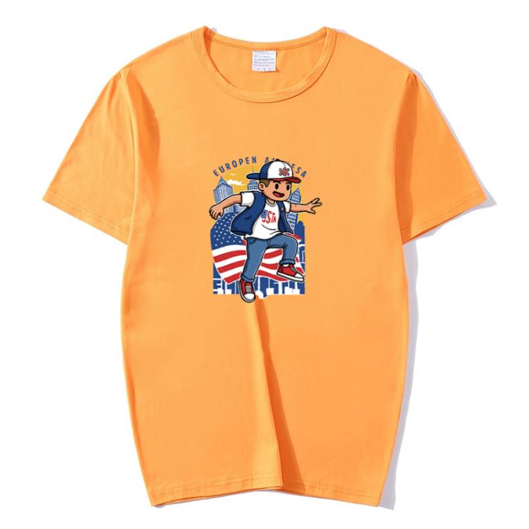 Boy Printed Round Neck Modal Short Sleeve T-shirt Print On Your Demand, XXL, POD T-Shirt, XXXL