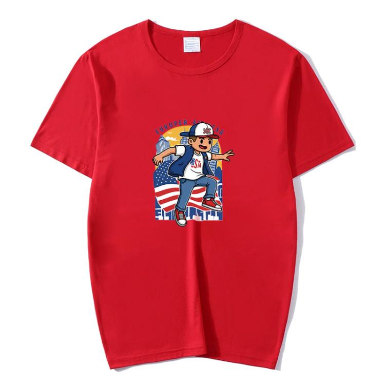 Boy Printed Round Neck Modal Short Sleeve T-shirt Print On Your Demand, XXXL, POD T-Shirt, XXXXL