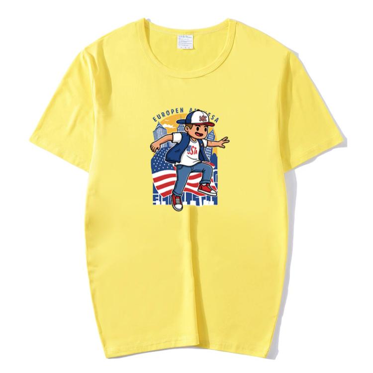 Boy Printed Round Neck Modal Short Sleeve T-shirt Print On Your Demand, XXXL, POD T-Shirt, XXXXL