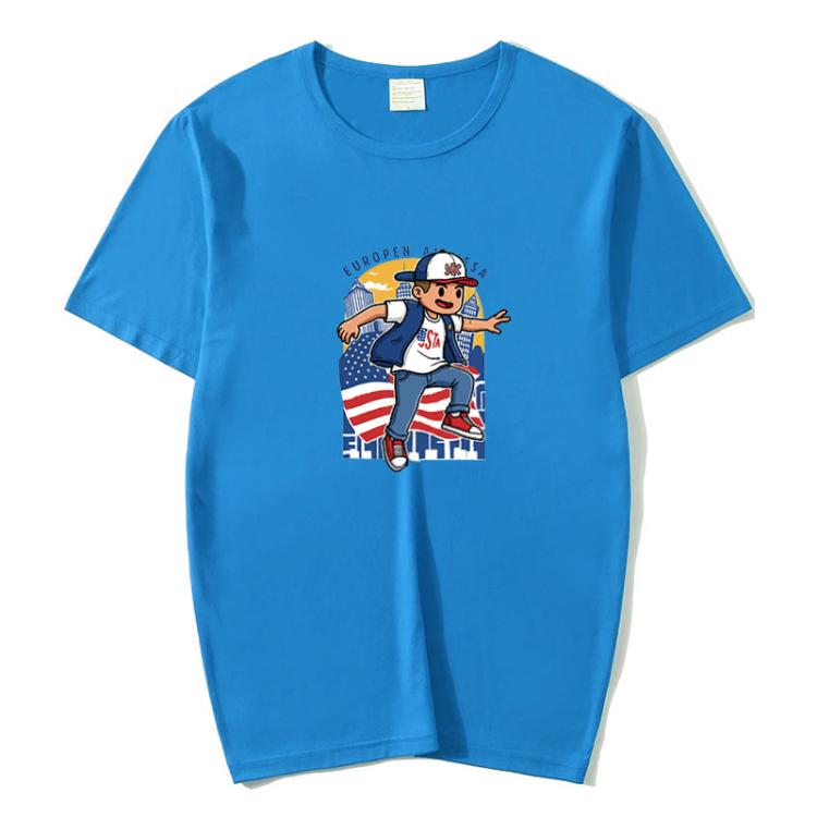 Boy Printed Round Neck Modal Short Sleeve T-shirt Print On Your Demand, XXXL, POD T-Shirt, XXXXL