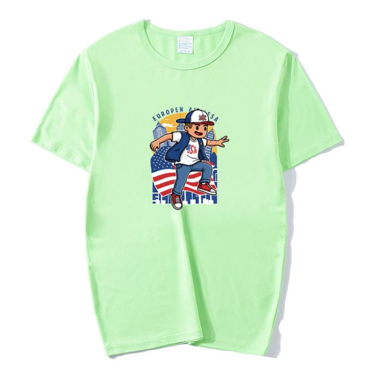 Boy Printed Round Neck Modal Short Sleeve T-shirt Print On Your Demand, XXXXL, POD T-Shirt, XXXXXL