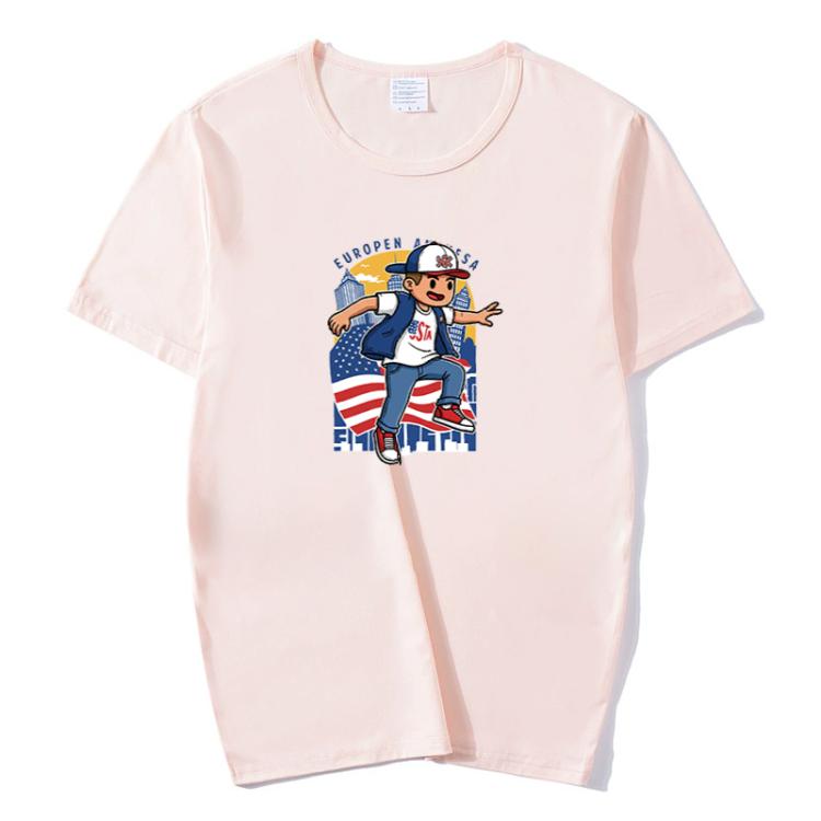 Boy Printed Round Neck Modal Short Sleeve T-shirt Print On Your Demand, XXXXL, POD T-Shirt, XXXXXL