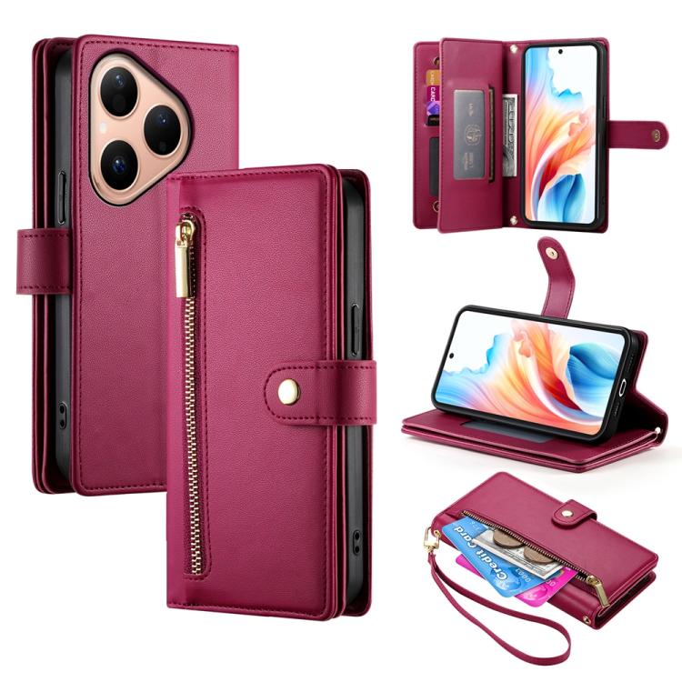 Nine Card-slot Zipper Wallet Bag Leather Phone Case, For Huawei Enjoy 90 / Enjoy 90 Plus / nova Y74, For Huawei Pura 80 Ultra 5G, For Huawei Pura 80 Pro 5G / Pura 80 Pro+ 5G, For Huawei Pura 80 5G