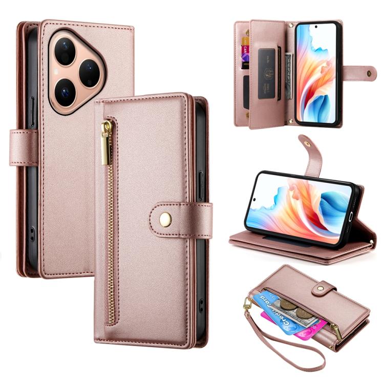 Nine Card-slot Zipper Wallet Bag Leather Phone Case, For Huawei Enjoy 90 / Enjoy 90 Plus / nova Y74, For Huawei Pura 80 Ultra 5G, For Huawei Pura 80 Pro 5G / Pura 80 Pro+ 5G, For Huawei Pura 80 5G