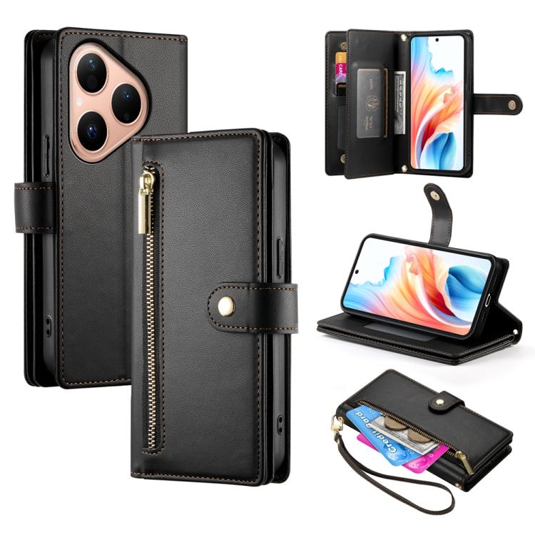 Nine Card-slot Zipper Wallet Bag Leather Phone Case, For Huawei Enjoy 90 / Enjoy 90 Plus / nova Y74, For Huawei Pura 80 Ultra 5G, For Huawei Pura 80 Pro 5G / Pura 80 Pro+ 5G, For Huawei Pura 80 5G