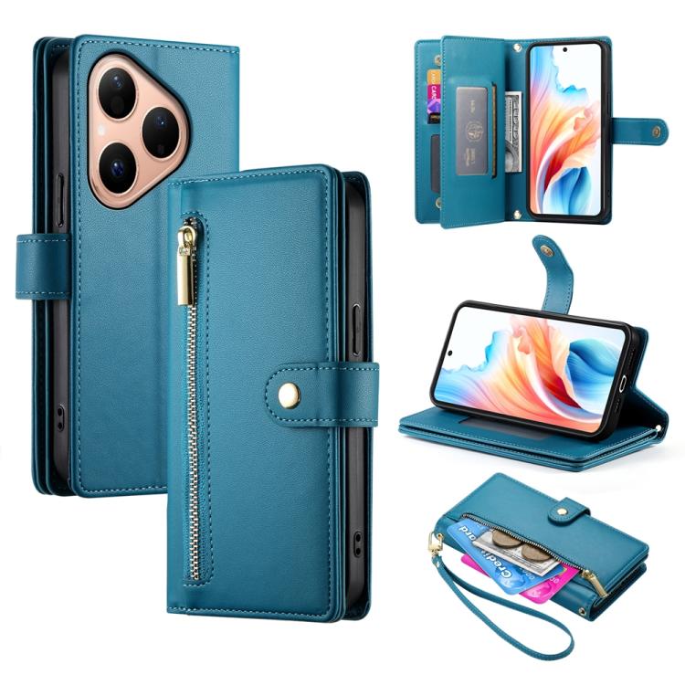 Nine Card-slot Zipper Wallet Bag Leather Phone Case, For Huawei Enjoy 90 / Enjoy 90 Plus / nova Y74, For Huawei Pura 80 Ultra 5G, For Huawei Pura 80 Pro 5G / Pura 80 Pro+ 5G, For Huawei Pura 80 5G
