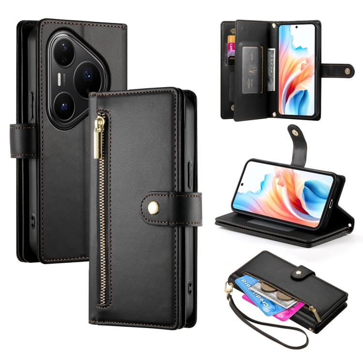Nine Card-slot Zipper Wallet Bag Leather Phone Case, For Huawei Enjoy 90 / Enjoy 90 Plus / nova Y74, For Huawei Pura 80 Ultra 5G, For Huawei Pura 80 Pro 5G / Pura 80 Pro+ 5G, For Huawei Pura 80 5G