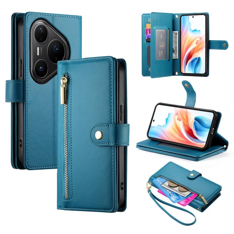 Nine Card-slot Zipper Wallet Bag Leather Phone Case, For Huawei Enjoy 90 / Enjoy 90 Plus / nova Y74, For Huawei Pura 80 Ultra 5G, For Huawei Pura 80 Pro 5G / Pura 80 Pro+ 5G, For Huawei Pura 80 5G