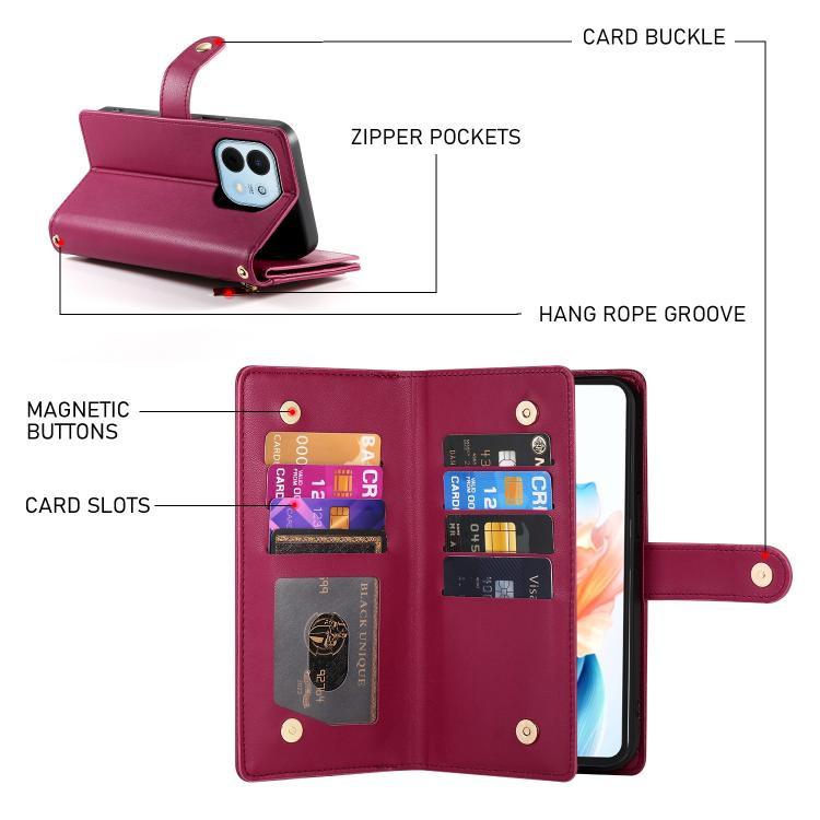 Nine Card-slot Zipper Wallet Bag Leather Phone Case, For Huawei Enjoy 90 / Enjoy 90 Plus / nova Y74, For Huawei Pura 80 Ultra 5G, For Huawei Pura 80 Pro 5G / Pura 80 Pro+ 5G, For Huawei Pura 80 5G