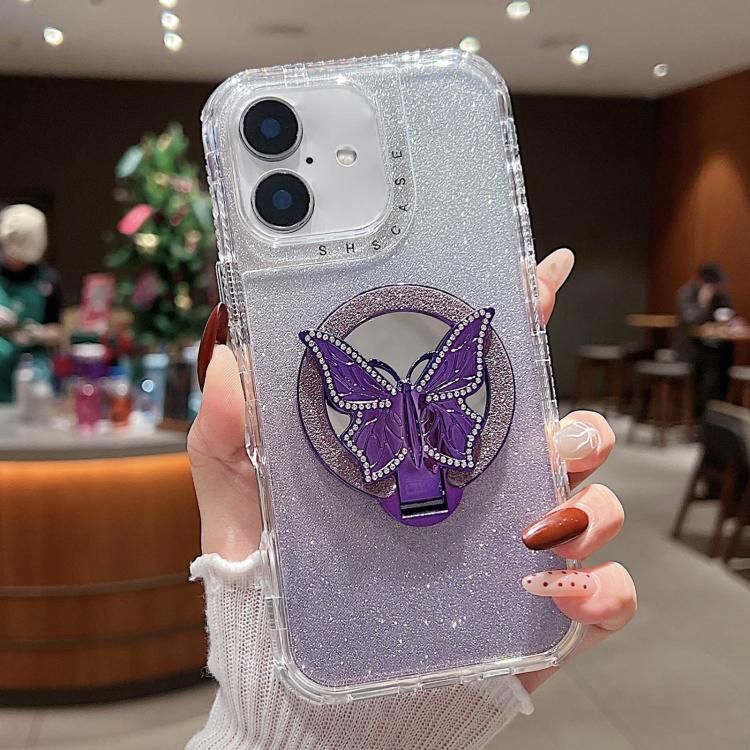 Mirror Butterfly Holder Glitterr MagSafe Phone Case, For iPhone 16 Pro Max, For iPhone 16 Pro, For iPhone 16 Plus, For iPhone 16