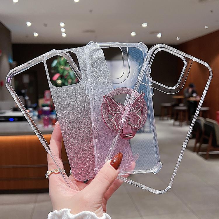 Mirror Butterfly Holder Glitterr MagSafe Phone Case, For iPhone 16 Pro Max, For iPhone 16 Pro, For iPhone 16 Plus, For iPhone 16