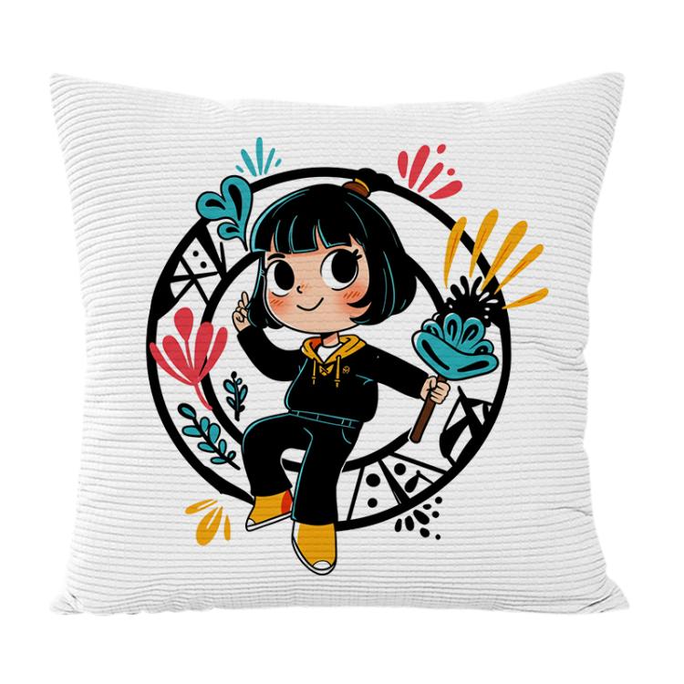 Girl Printed Sofa Pillow Case No Core Print On Your Demand, 50x50cm, 60x60cm