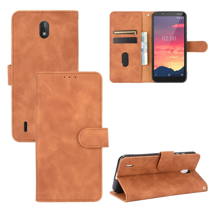 Solid Color Skin Feel Magnetic Buckle Horizontal Flip Calf Texture PU Leather Case with Holder & Card Slots & Wallet, For Nokia C2