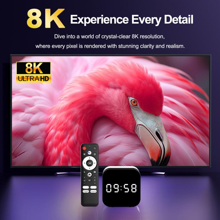 H96Max 8K UHD Android 14 Smart TV Box with Remote Control, Allwinner H728 Octa-Core, 2GB+16GB, 4GB+128GB