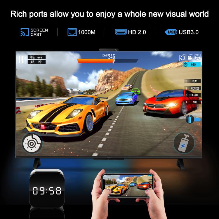 H96Max 8K UHD Android 14 Smart TV Box with Remote Control, Allwinner H728 Octa-Core, 2GB+16GB, 4GB+128GB
