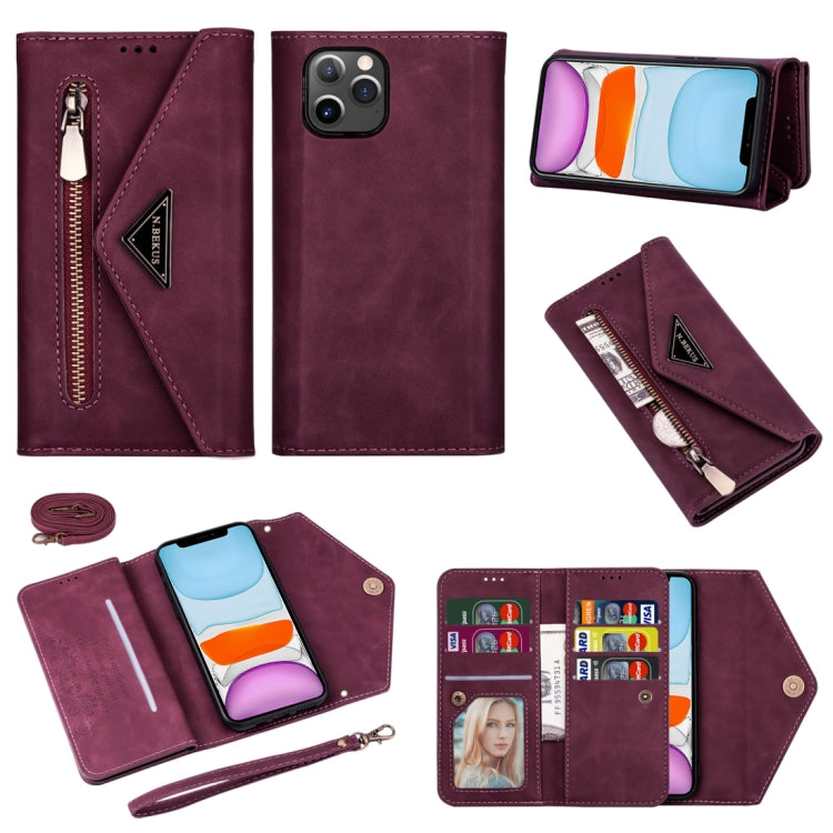 Skin Feel Zipper Horizontal Flip Leather Case with Holder & Card Slots & Photo Frame & Lanyard & Long Rope, For iPhone 11, For iPhone 11 Pro, For iPhone 11 Pro Max, For iPhone XS / X