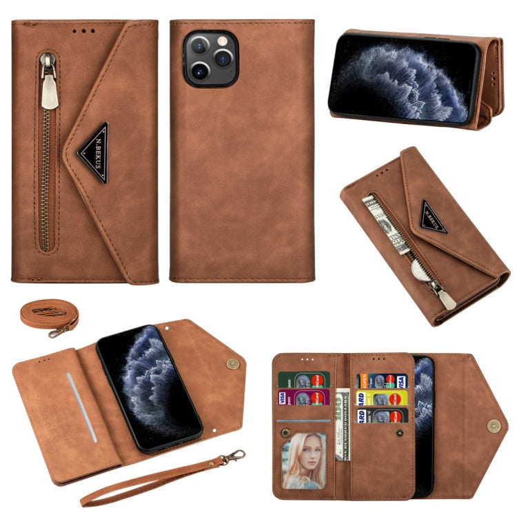 Skin Feel Zipper Horizontal Flip Leather Case with Holder & Card Slots & Photo Frame & Lanyard & Long Rope, For iPhone 11, For iPhone 11 Pro, For iPhone 11 Pro Max, For iPhone XS / X