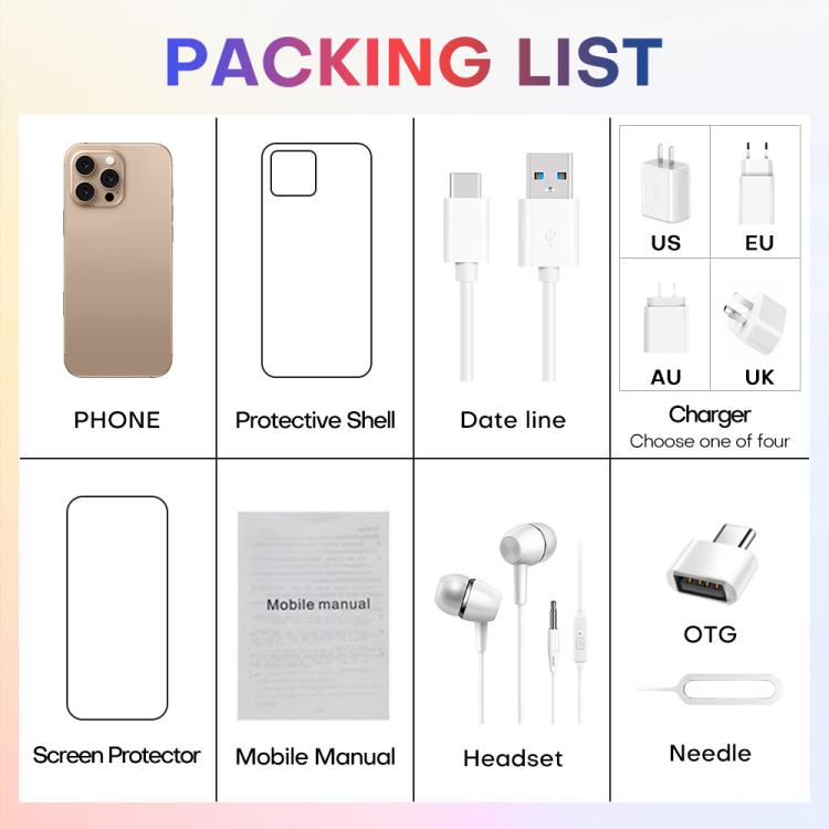 A88A / i16 Pro Max, 6GB+64GB, 6.6 inch Android 12 MTK6762 Helio G25 Octa Core, NFC, OTG, Network: 4G, Dual SIM, EU Plug, US Plug, UK Plug, AU Plug